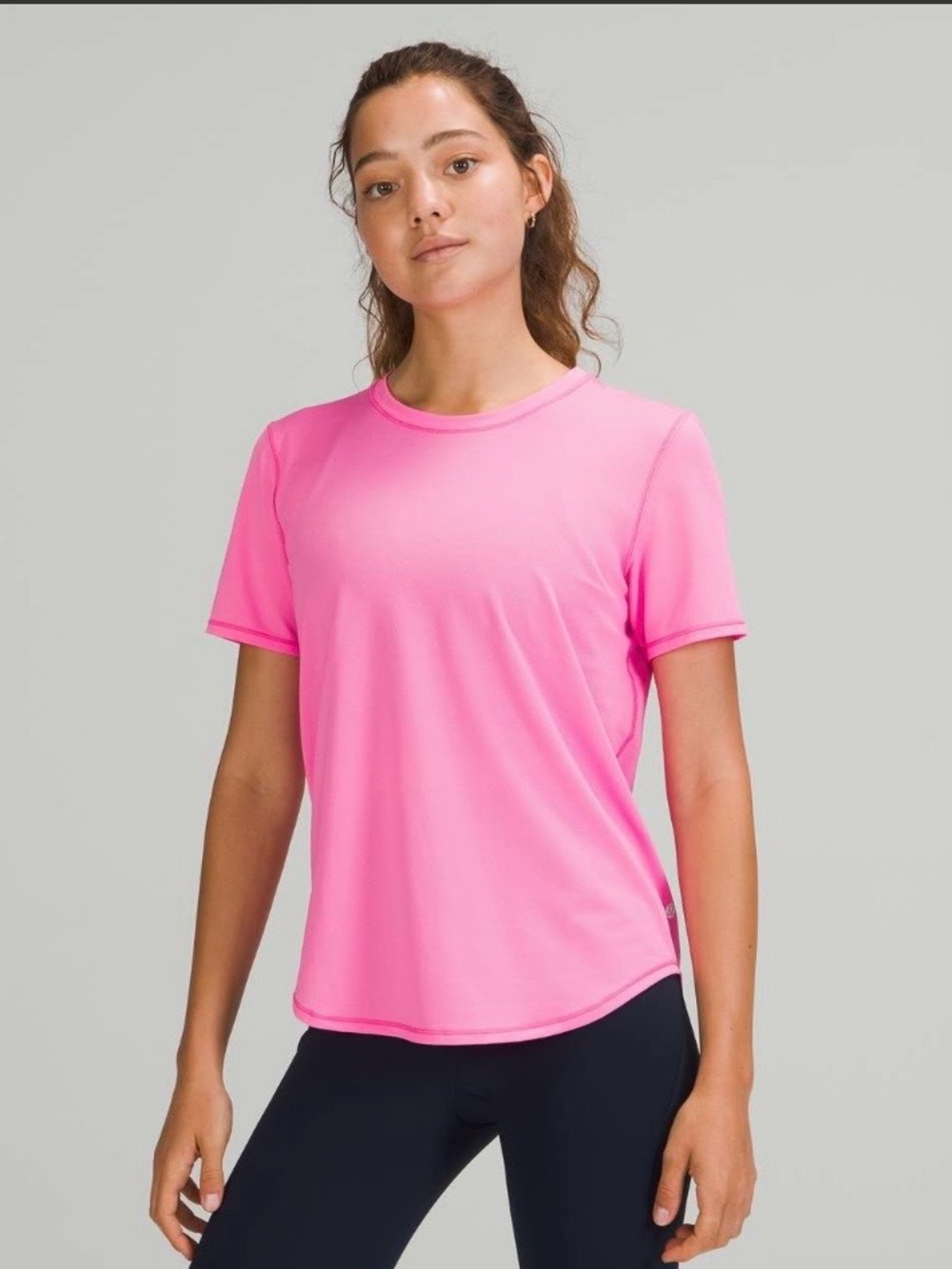 Lululemon High Neck Running and Training T-Shirt - Pow Pink Light - Size Small 4
